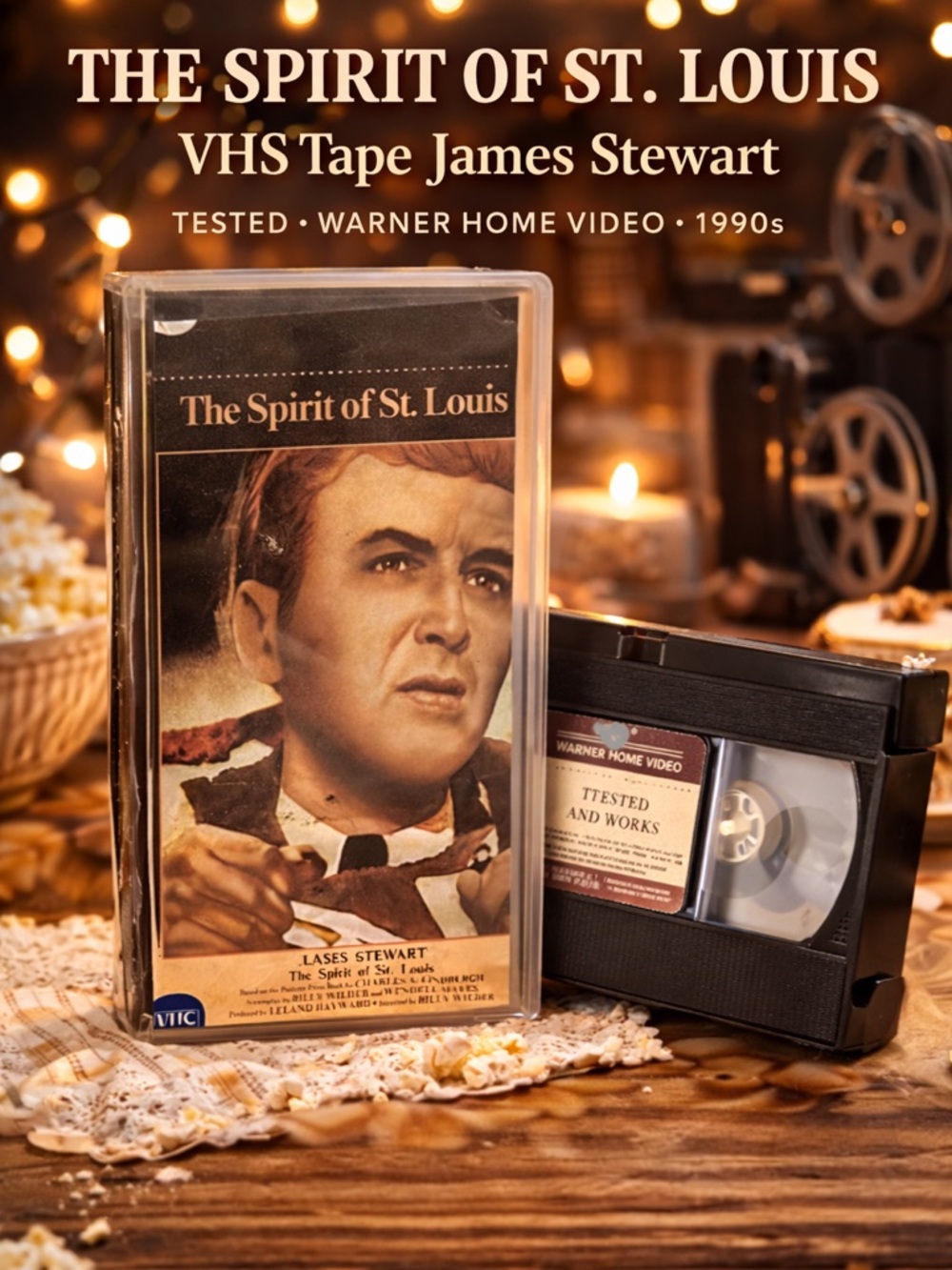 The Spirit of St. Louis VHS Tape James Stewart Vintage Warner Home Video